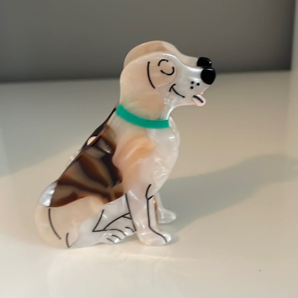 NWT Brown Dog, green collar  Hair Claw - Viral Dog Shaped Hair Clips | Dog mom